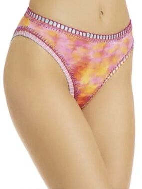 Platinum Inspired by Solange Ferrarini Printed Trim Crochet Bikini Bottom Small